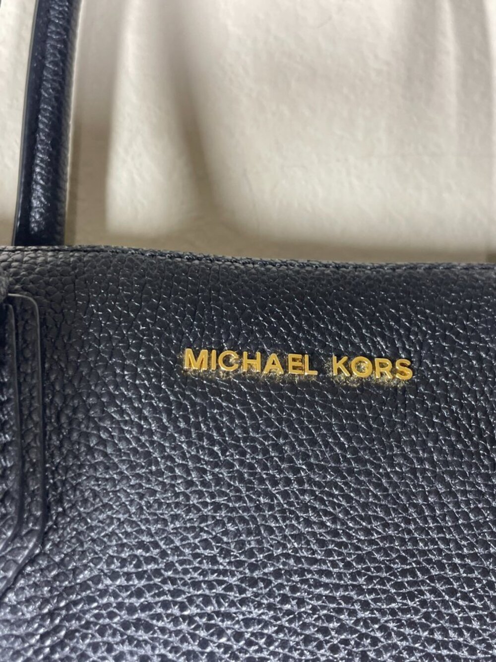 Michael Kors Black Pebble Leather Tote Bag with Duster 12" x 10" Excellent! - Picture 2 of 7
